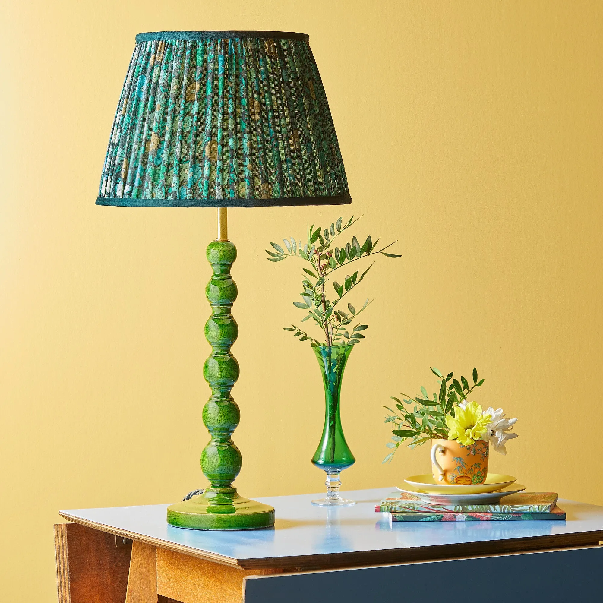 16cm empire shade in Liberty's 'Poppy Meadowfield' in jade