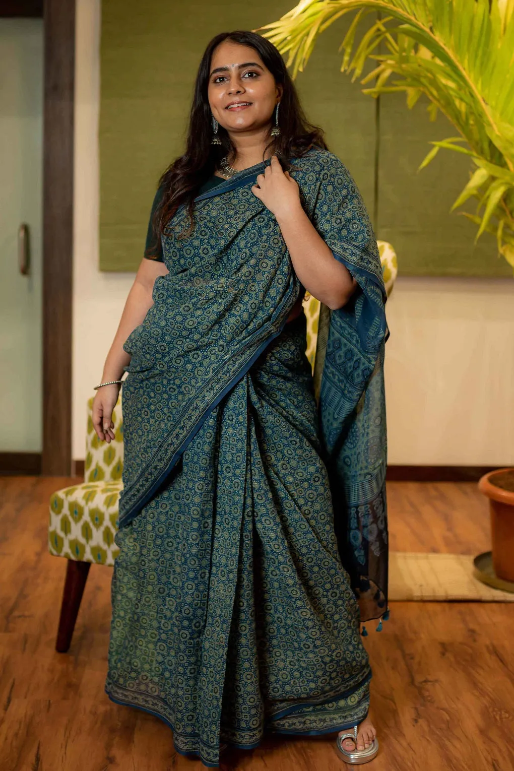 Ajrakh Natural Dyed Kota Doria Saree