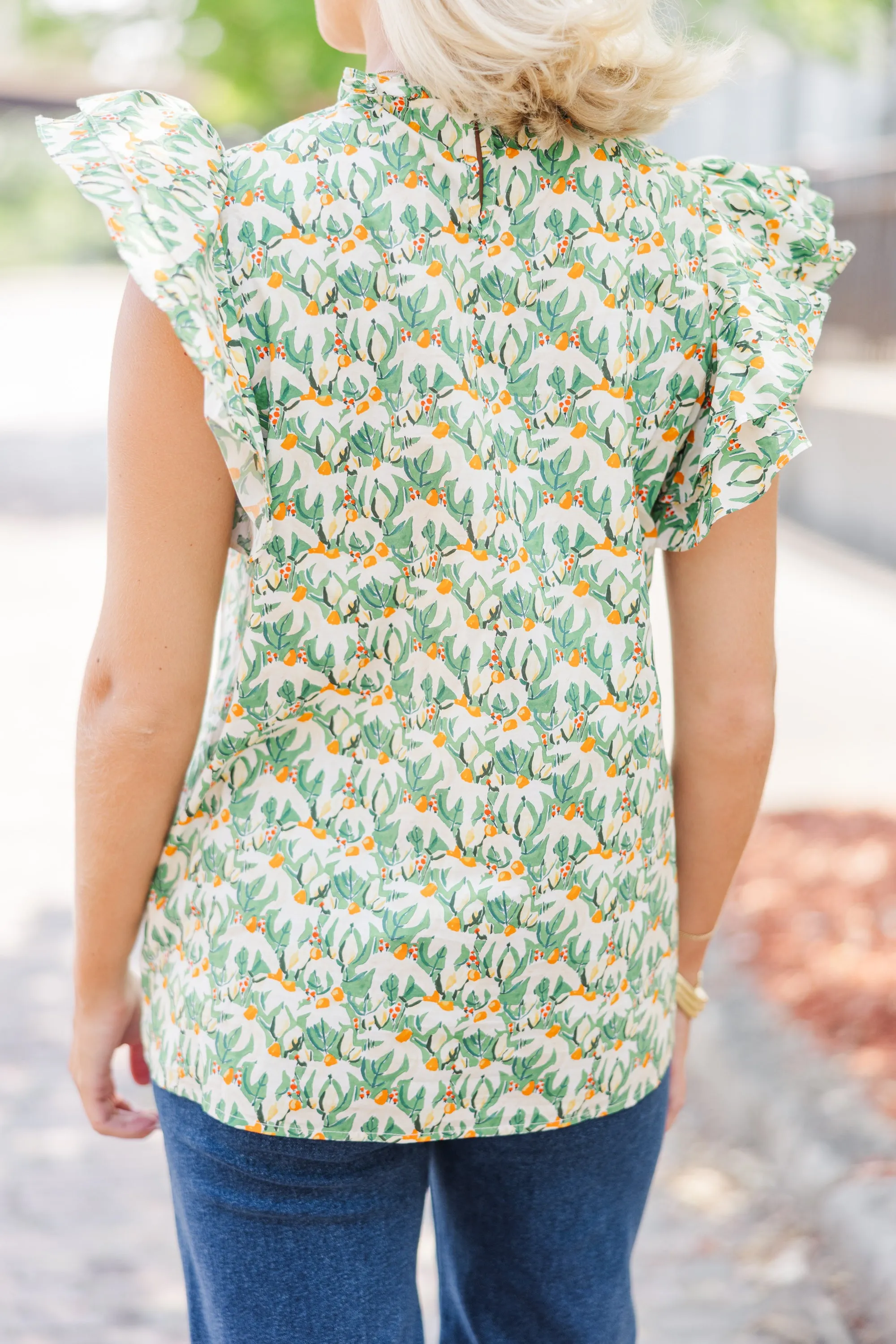 All Heart Green Floral Blouse