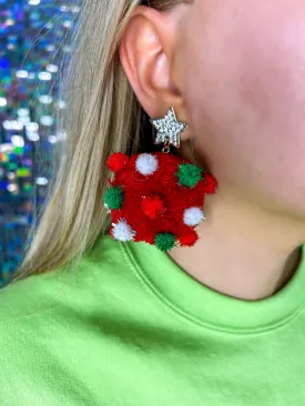 Christmas Time Pom Pom Earrings