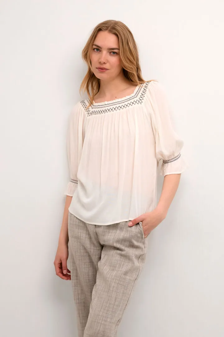 Cream Bea Smock Blouse