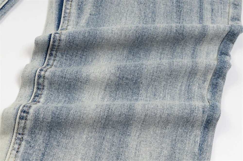 Gradient Denim Straight-leg Trousers Men And Women