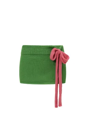 Green and Pink Knit Mini Skirt