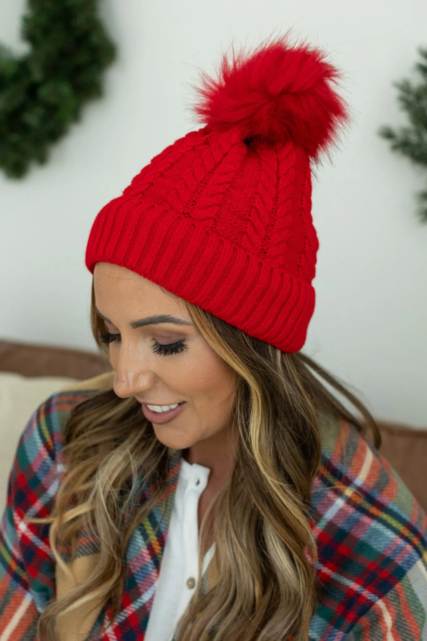 IN STOCK Bella Braid Beanie - Red