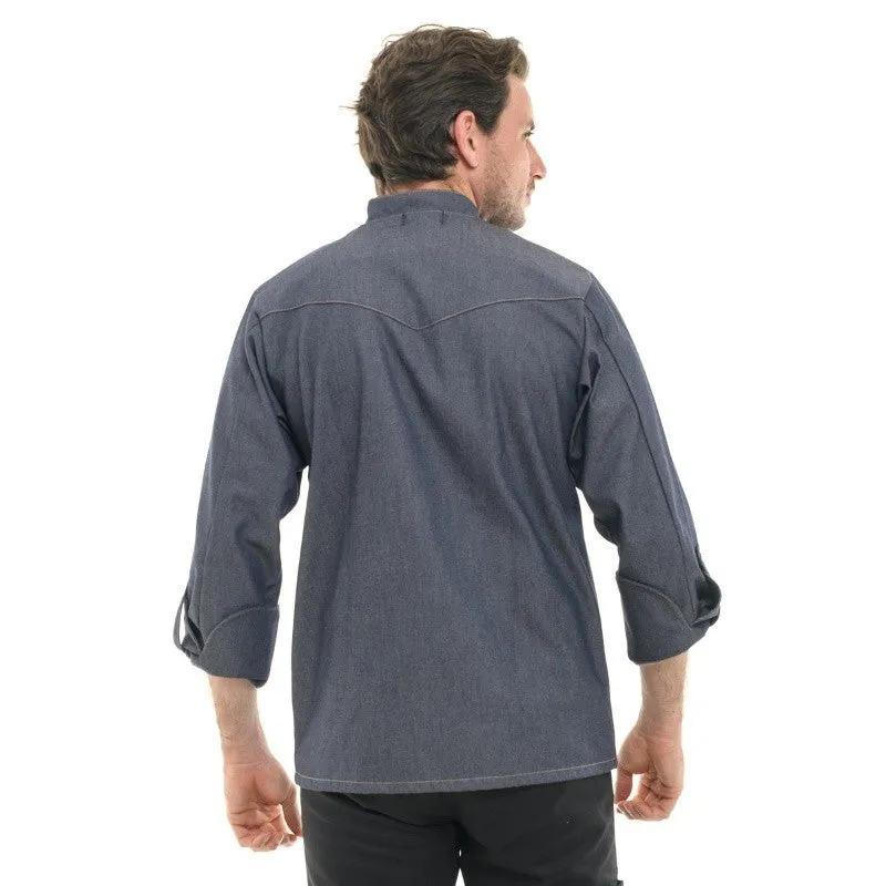 Optimized Title: Mens Short Sleeve Chef Coat - Premium Black Jean by MANELLI