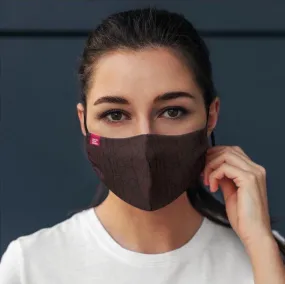 "AMOS Tags Mask" - by AMOS - Brown Mask with Dark Blue Tags. 3 Sizes To Choose