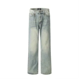 Retro Straight Jeans Men's Punk Distressed